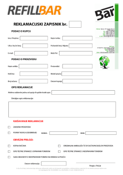 REKLAMACIJSKI ZAPISNIK br. - Refill-bar
