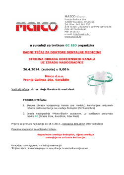 MAICO doo u suradnji sa tvrtkom GC EEO organizira RADNI TEČAJ