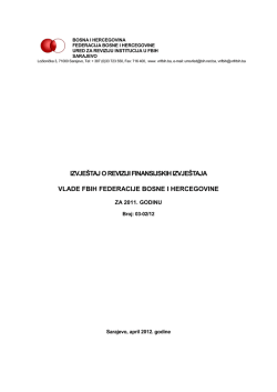 Izvje&scaron;taj o reviziji finansijskih izvje&scaron;taja Vlade FBiH Federacije
