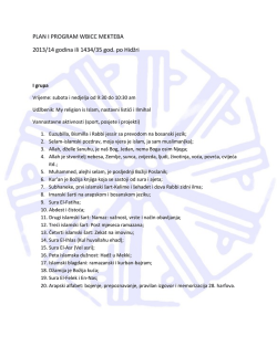 PLAN I PROGRAM WBICC MEKTEBA 2013/14 godina ili 1434/35