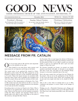 message from fr. catalin - Annunciation Greek Orthodox Church