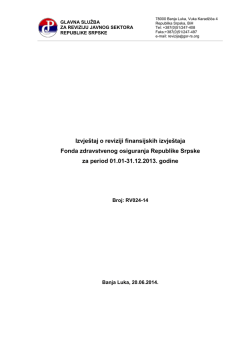 Izvještaj o reviziji finansijskih izvještaja Fonda zdravstvenog