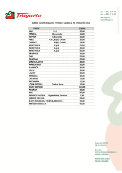 CJENIK KONTEJNIRANIH VOĆNIH SADNICA ZA
