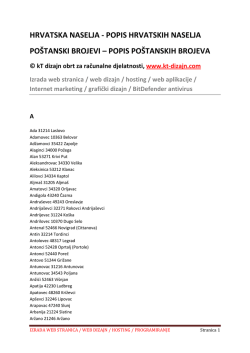 hrvatska naselja - popis hrvatskih naselja poštanski brojevi