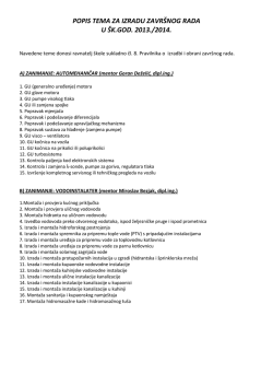 POPIS TEMA ZA IZRADU ZAVRŠNOG RADA U ŠK.GOD. 2013./2014.