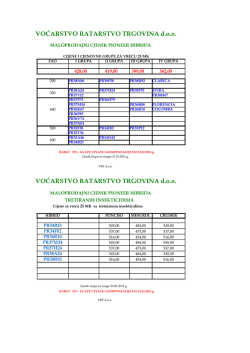 Cjenik Pioneer Hibridi - Voćarstvo, ratarstvo, trgovina