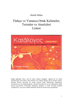 Türkçe ve Yunanca Ortak Kelimeler, Terimler ve Atasözleri