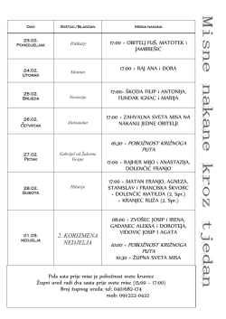 16:30 + pobožnost križnoga puta 10:00 + pobožnost