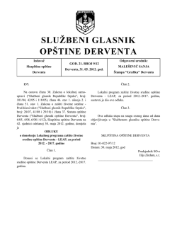 Službeni glasnik op&scaron;tine Derventa, broj : 9/12