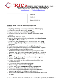 HOLDING KOMPANIJA DOO BEOGRAD Predmet: Izrada projekata
