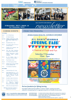 1 6 November, 2013 - All Saints Greek Orthodox Grammar School