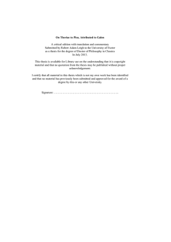 On Theriac to Piso, Attributed to Galen A critical edition with