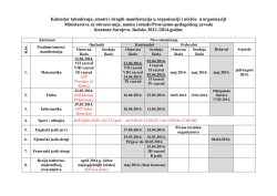 Kalendar takmičenja, smotri i drugih manifestacija u