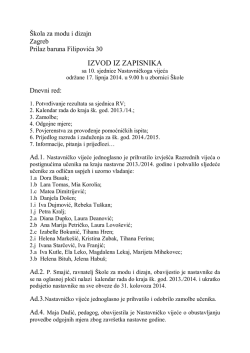 Izvod iz zapisnika sjednice Nastavničkog vijeća