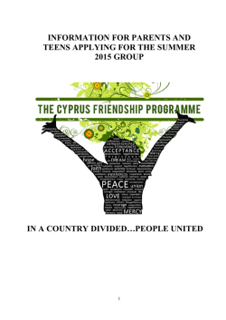 Information for parents and teens applying for the summer 2015 group