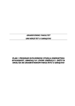 građevinski fakultet univerzitet u sarajevu plan i