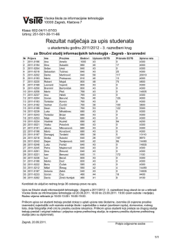 Izvanredni studenti - Visoka &scaron;kola za informacijske tehnologije