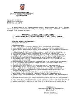 pravovaljanom kandidacijsku listu za izbor članica/članova