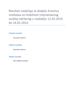 Rezultati natječaja za dodjelu Erasmus sredstava za mobilnost