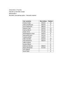 Univerzitet u Travniku Fakultet za tehničke studije Matematika I