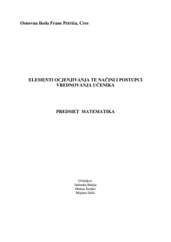 Osnovna &scaron;kola Frane Petrića, Cres ELEMENTI OCJENJIVANJA TE