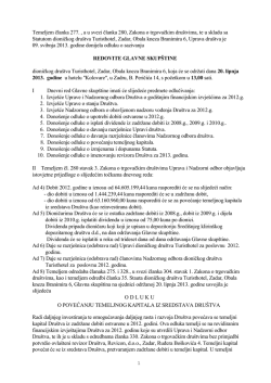 poziv na Glavnu skup&scaron;tinu