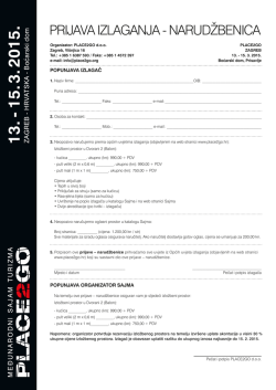 PRIJAVA IZLAGANJA - NARUDžBENICA