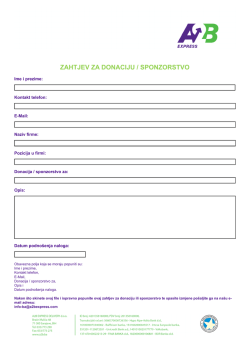 ZAHTJEV ZA DONACIJU / SPONZORSTVO