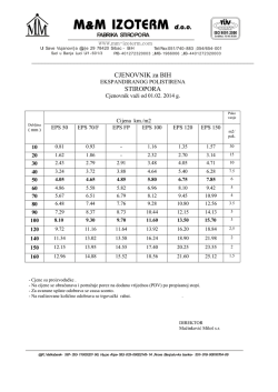CJENOVNIK za BIH STIROPORA