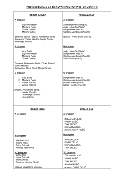 POPIS SUTKINJA ZA DRŽAVNO PRVENSTVO I ZAVR&Scaron;NICU