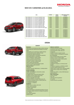 NOVI CR-V CJENOVNIK od 01.02.2013.