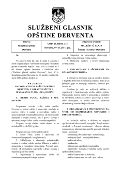 "Službeni glasnik op&scaron;tine Derventa", broj : 2/14