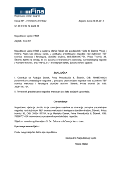 Zaključak o imenovanju povjerenika predstečajne nagodbe