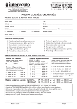 prijavnica i cjenik izlaganja wellness news 2012.