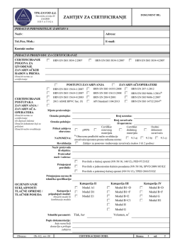 ZAHTJEV ZA CERTIFICIRANJE