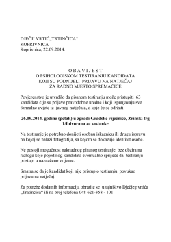 26.09.2014. godine (petak) u zgradi Gradske vijećnice, Zrinski trg 1/I