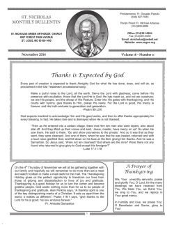 2014 November monthly newsletter - St. Nicholas Greek Orthodox