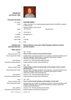 CV - Rudarsko geolo&scaron;ko građevinski fakultet