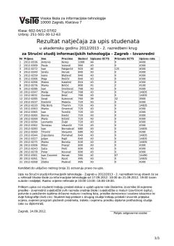izvanrednih - Visoka &scaron;kola za informacijske tehnologije