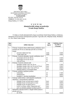 Cjenik dimnjačarskih usluga na području Grada Donja Stubica