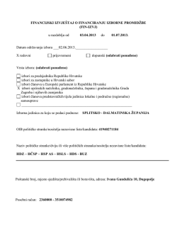 FINANCIJSKI IZVJE&Scaron;TAJ O FINANCIRANJU IZBORNE PROMIDŽBE
