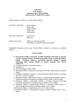 1 ZAPISNIK sa 30. sjednice Općinskog vijeća Općine Ribnik odrţane