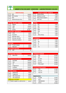 Cjenovnik laboratorijskih usluga