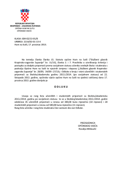 Odluka o usvajanju rang liste učeničkih i studentskih pripomoći