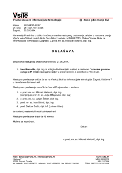 O G L A &Scaron; A V A - Visoka &scaron;kola za informacijske tehnologije