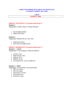 POPIS NOVOPRIMLJENE DJECE PO SKUPINAMA ZA RADNU