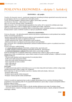 POSLOVNA EKONOMIJA &ndash; skripta 1. kolokvij