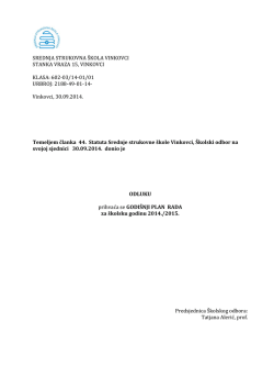 Godišnji plan i program - Srednja strukovna škola Vinkovci