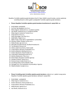 Članovi Skup&scaron;tine, Turističkog vijeća i Nadzornog odbora Turističke