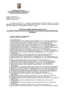 pravovaljanom kandidacijsku listu za izbor članica/članova